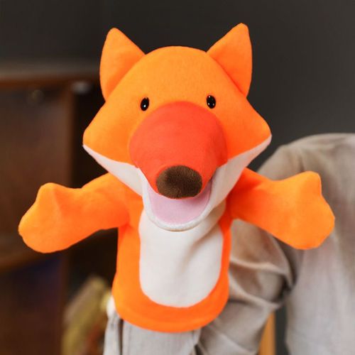 Marionnette à main bouche ouverte jeu parent-enfant accessoires de narration jouet en peluche interaction amusante Renard - environ 28 cm (la taille varie selon le style)
