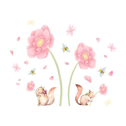 1 autocollant mural (30 x 60 cm) motif fleurs et abeilles pour salon