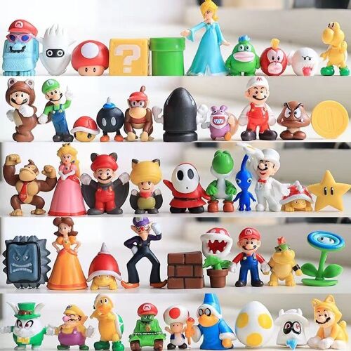 Lot De 48 Figurines Super Mario Bros Luigi Yoshi Donkey Kong Wario En Pvc, À Collectionner, Idéales Comme Cadeaux D'anniversaire Pour Enfants
