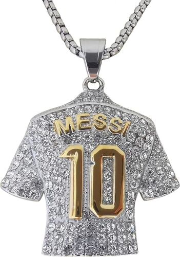 Collier Maillot Messi N°10, Collier Maillot Homme - Argenté