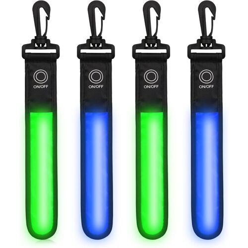 Lot de 4 pendentifs réfléchissants LED clignotants 3 modes LED pour enfants - Bande lumineuse réfléchissante réfléchissante - Pour cartable, sac à dos, randonnée, course, jogging, chien
