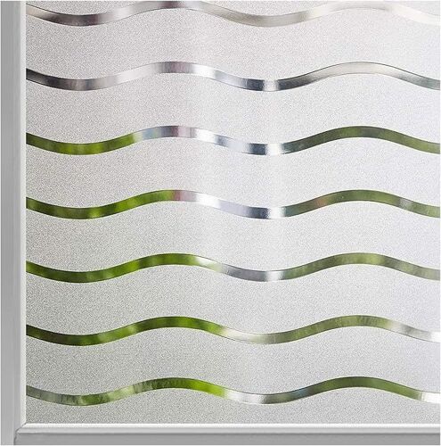 Film de confidentialité pour fenêtre, autocollant givré, sans colle, statique, opaque, protection UV, motif vagues, 45 x 200 cm