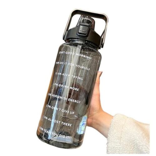 Bouteille d'eau avec paille 2000 ml Noir