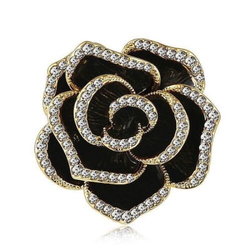 1 Broche En Émail En Forme De Fleur De Camélia Et Strass Pour Femme