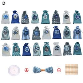 (D) 24 Noël Calendrier de l'Avent des Sacs-Cadeaux avec Cordon de serrage