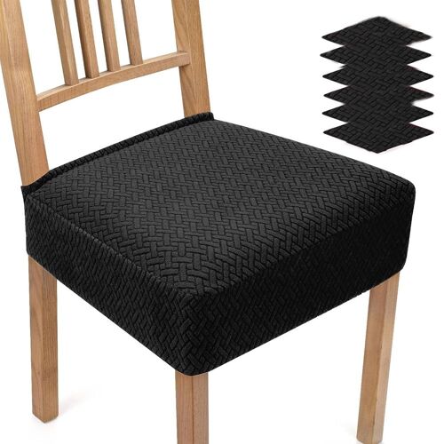 (Noir, 6 pièces) Housse de chaise extensible 6 pièces Housse de chaise de salle à manger en jacquard moderne Housse pour