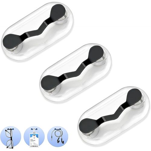 Pack De 3 Noir Magnétique Titulaire De Lunettes, De Lunettes, Broches, Porte-Lunettes De Soleil, Broche, Magnétique Lunettes Clip, Badge D'identification
