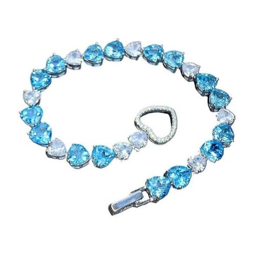 Bracelet En Topaze Pour Femme, Bracelet En Pierres Précieuses Bleu Marine, Bijoux Fantaisie, Cadeaux