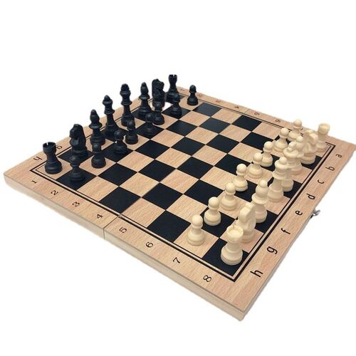 (24x24cm) Jeux De Société 3 En 1 Jeux Traditionnels Pour Enfants Et Famille, Échecs, Dames, Backgammon