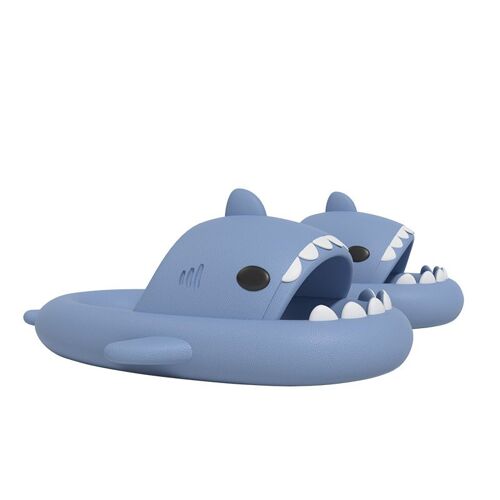 Pantoufles Requin Pour Hommes Et Femmes Pantoufles Coussin Fantaisie Sandales Requin À Bout Ouvert Pantoufles Nuage Rembourrées, Bleu Brume, 6-6,5