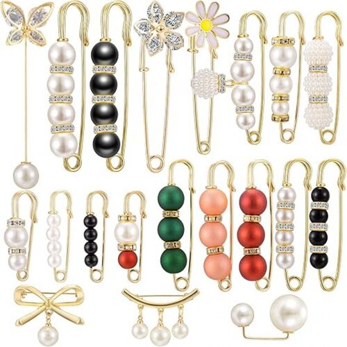 Lot De 20 Broches En Perles Synthétiques, Pour Pull, Châle, Chapeau, Décolleté