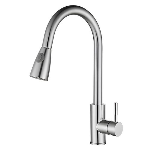 Robinet de lavabo double en acier inoxydable brossé 304, robinet de cuisine universel rotatif et extractible, robinet d'eau chaude et froide multifonctionnel