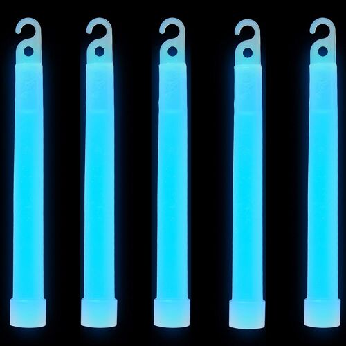 Pack De 5 Bleu Bâtons Lumineux Fluorescents 6" Tube Neon Couleur Baton Lumineux Fluo Festival Accessoire Accessoire De Camping Leurre De Pêche Uv Glow Baton Fluo Gros Baton Lumineux