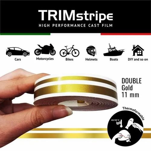 Trim Stripes Bandes Adhésives Doubles Pour Voitures, Or, 11 Mm X 10 Mt