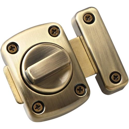 TEPPE-Verrou Porte Interieure Rotatif, Loquet Porte Tournant de Sécurité en Métal, Chaîne de Porte Anti-Vol, 56x55mm Bronze, EMS220U-Q