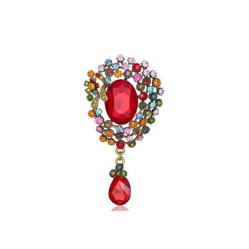 Broches En Cristal Avec Grosses Fleurs Chromatiques En Forme De Goutte D'eau Pour Femmes, Style Palais, Pour Mariage, Fête, Décontracté