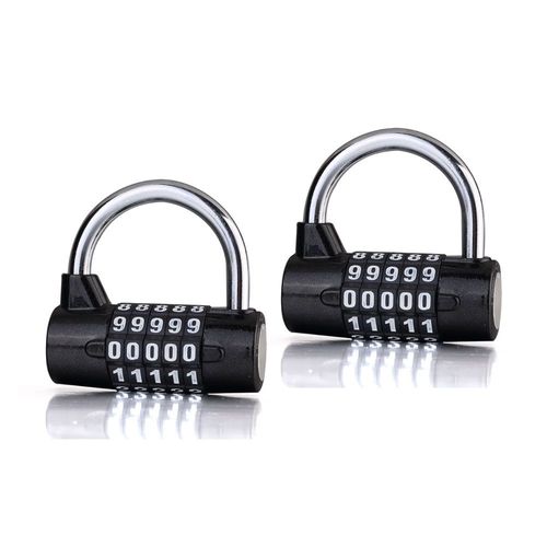 (Noir) Pack De 2 À 5 Chiffres Cadenas De Combinaison, À L'Épreuve Des Intempéries, Programmable, De Plein Air