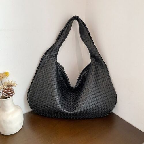 Sac tissé pour femme, sac à bandoulière multifonction, sac portable noir