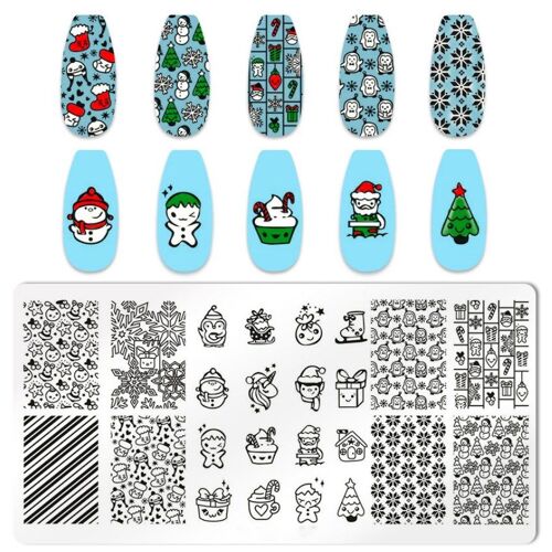 (C) 1 Jeu de Noël Nail Art Autocollants Belle bande dessinée d'Art pour les Ongles Autocollants de dessin animé Chaussettes Scane Design Autocollants BRICOLAGE, les produits de Beauté pour les Femmes, les Filles