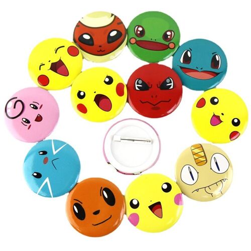 Lot De 12 Badges Ronds De Dessin Animé Pikachu