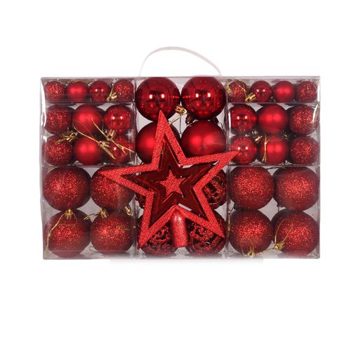 Ensemble de 101 boules de Noël en forme d'étoile à cinq branches, rouge