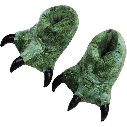 Chaussons D'intérieur En Peluche Pour Homme, Motif Griffes Vertes