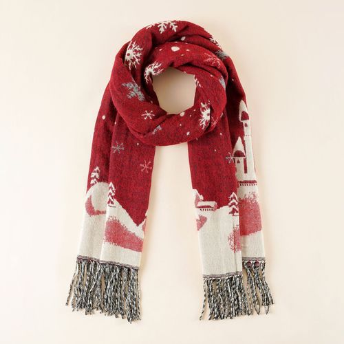 Foulard À Franges Rouge Pour Femme (183 X 67 Cm)