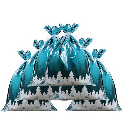 Lot de 6 sacs cadeaux de Noël, emballage de bonbons avec cordon de serrage 44 x 57 cm