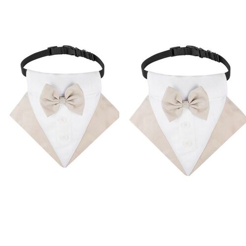 Écharpe De Mariage Pour 2 Chiens (Kaki Blanc)