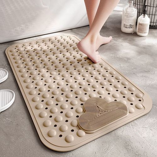 Tapis de sol antidérapant à ventouses en TPE pour salle de bain, couleur kaki, 40 x 70 cm