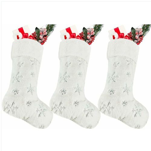 Chaussettes de Noël, bottes de Noël, 3 pièces, bas de Noël, décoration saisonnière, sac cadeau suspendu, grandes chaussettes de cheminée pour cadeaux, friandises, vacances en famille à faire soi-même