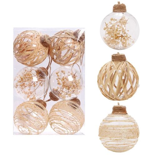 Lot de 16 boules de Noël transparentes en PET, 8 cm