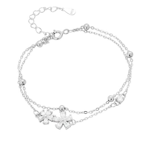 Bracelet Double Couche Fleur, S925, Bijoux Spéciaux