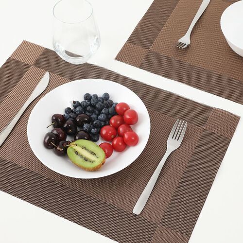 Lot De 4 Sets De Table En Vinyle Résistant À La Chaleur Tissés Pour Sets De Table De Cuisine 45 Cm * 30 Cm Café