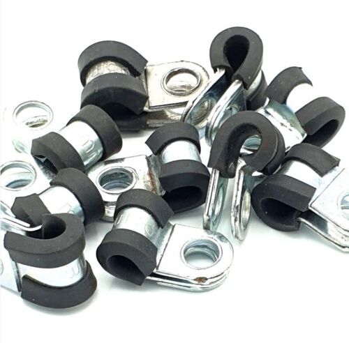 Lot de 10 colliers de serrage en P pour câbles de 50 mm, en acier recouvert de caoutchouc