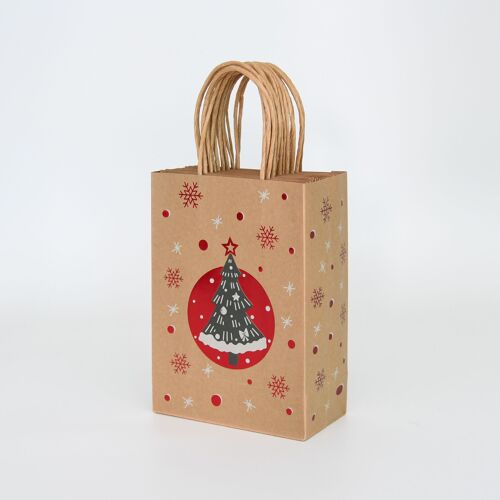 10 sacs cadeaux de Noël en papier kraft avec motifs de Noël assortis
