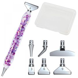 Stylo Accessoire De Peinture Diamant (Violet), Stylo De Peinture Diamant Diy, 6 Têtes De Rechange