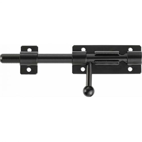 8 pouces (200mm) Serrure de porte de sécurité à pêne coulissant robuste avec trou pour cadenas, acier inoxydable 304 noir mat