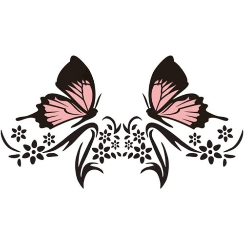 ¿Noir + Rose¿2 Autocollants Pour Capot De Voiture, Motif Papillon Et Fleurs, Autocollants Imperméables Pour Carrosserie De Voiture, Suv, Camion, Ordinateur