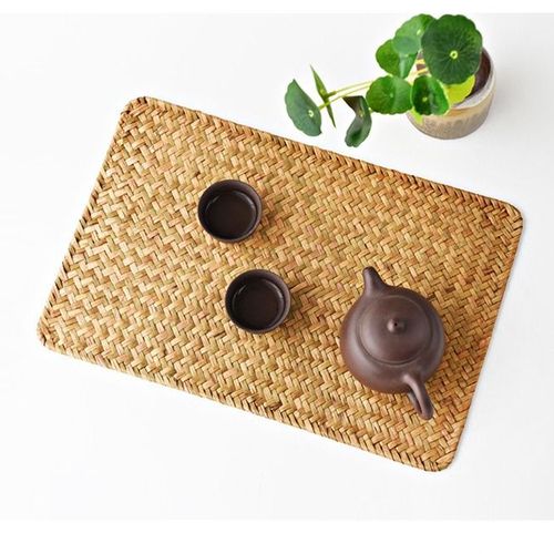 Lot De 5 Sets De Table Rectangulaires Tissés, Sets De Table En Rotin Et Osier, 36 X 14 Cm, Sets De Table En Jonc De Mer Naturel Pour Table À Manger