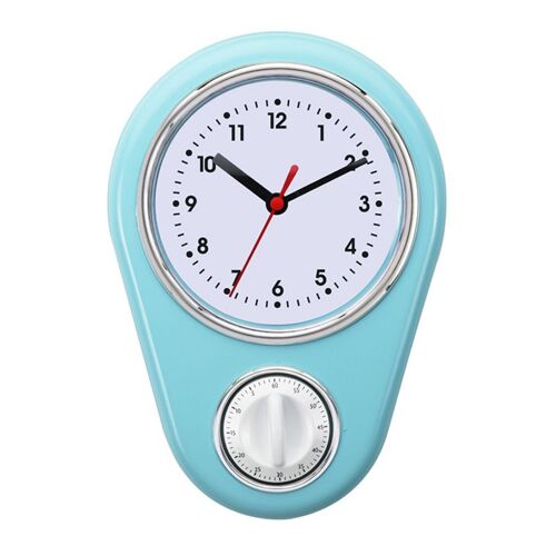 Horloge murale et minuterie - Horloge avec fonction minuterie bleue