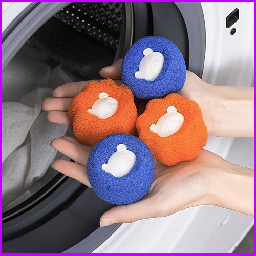 Lot de 4 boules de lavage anti-poils pour machine à laver, réutilisables, pour éliminer les poils d'animaux et les peluches, et réduire les n?uds