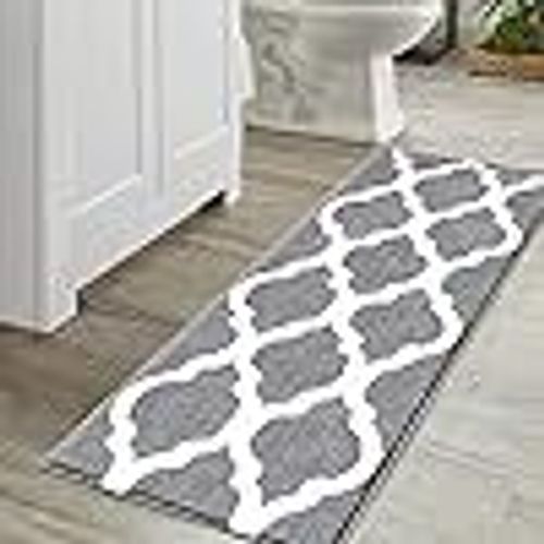 Tapis de bain en microfibre absorbant, antidérapant, lavable en machine, gris, lot de 43 x 61 cm + 43 x 122 cm, kaki, noir