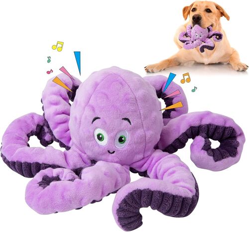 (Poulpe Pourpre) Squeaky Poulpe Jouet Pour Chien, Durable En Peluche Pour Les Grandes, Moyennes, Et Petites Le Chien - Chiot En Peluche - Jouet Drôle Et Mignonne De Cadeau D'anniversaire Pour Les Chiens