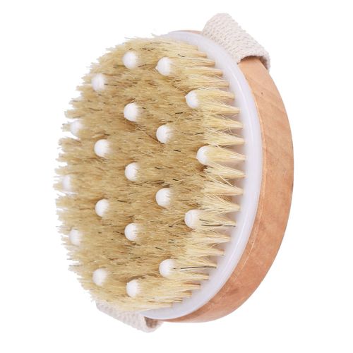 Brosse Sèche Pour Le Corps - Brosse Exfoliante Pour Le Corps Idéale Pour Les Peaux Sèches, Le Drainage Lymphatique, La Cellulite - Brosse De Douche Massante En Bois Et Poils De Sanglier Naturels 
