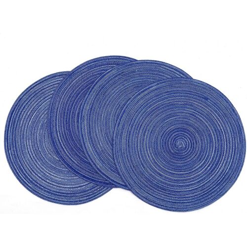 Lot De 15 Sets De Table Ronds Tressés Bleus Et Blancs En Coton Et Polyester Lavables, Pour La Cuisine Et La Salle À Manger