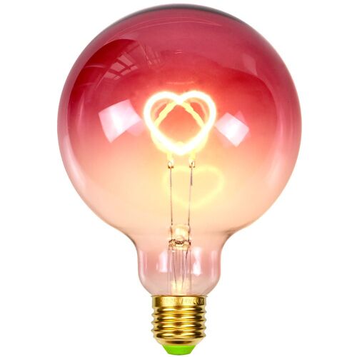 Ampoule Led Grande Forme De Globe Edison G125, Fil En Forme De Coeur Rose