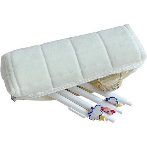 (Blanc) Sac à oreiller Sac à crayons Petit sac à crayons Sac à crayons Sac de rangement de papeterie de bureau Mini trousse de maquillage