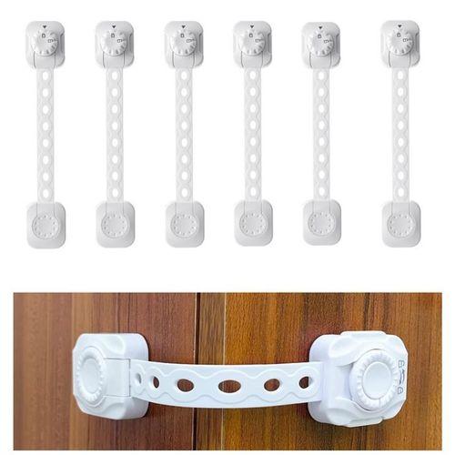 Lot De 6 Verrous De Sécurité Pour Bébé, Verrous De Placard Pour Enfants/Bébés, Pour Réfrigérateurs, Commodes, Portes Et Fenêtres Transparentes (Blanc)