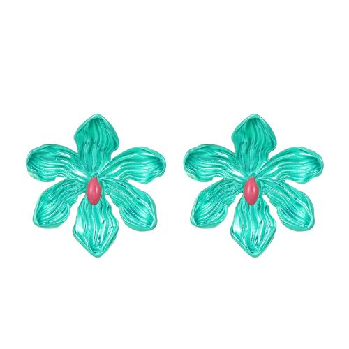 2 Paires De Boucles D'oreilles En Métal Coloré Avec Des Fleurs